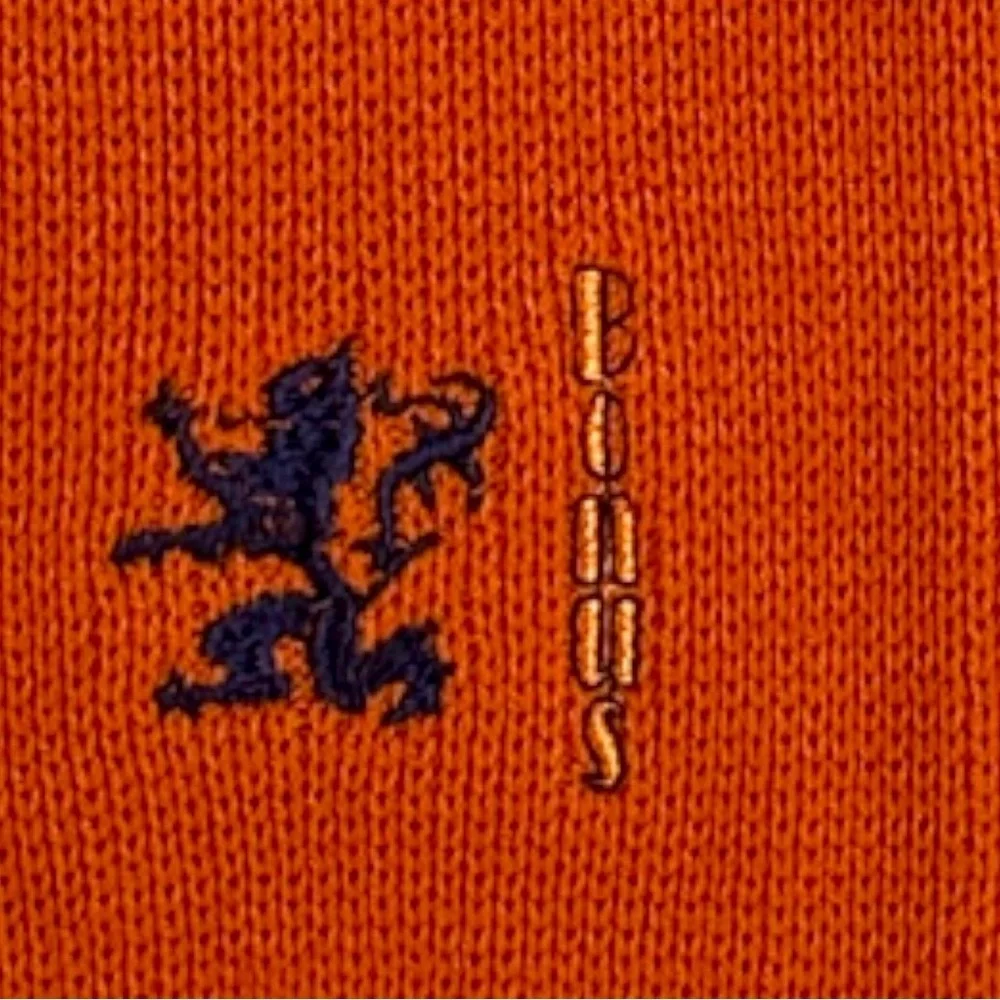 Vintage Boys Orange Navy Blue Knit Sweater Jacket Coat Size Small Netherlands